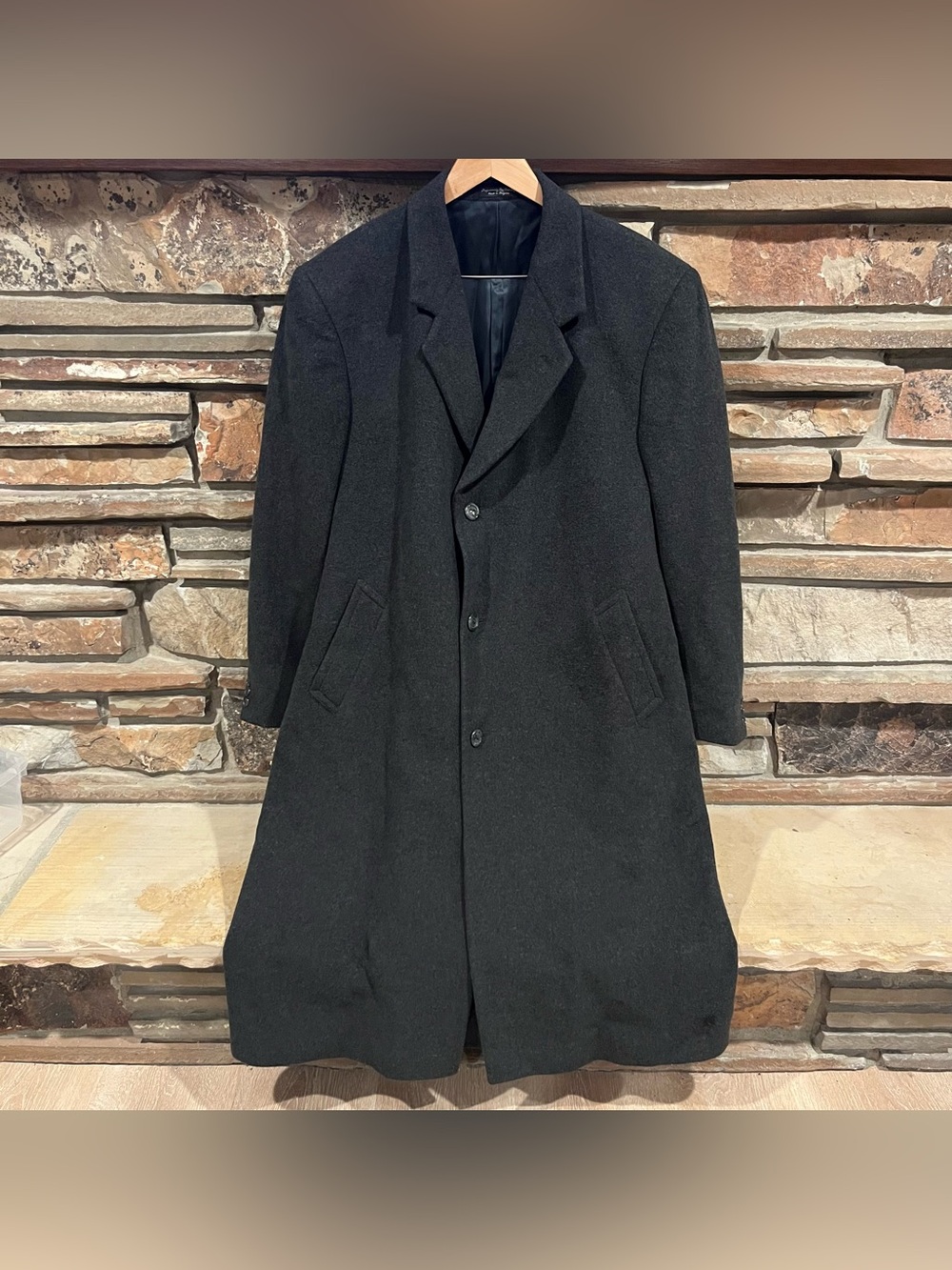 Vintage Silver Cloud Classic Single-Breasted Overcoat Charcoal Wool Cashmere